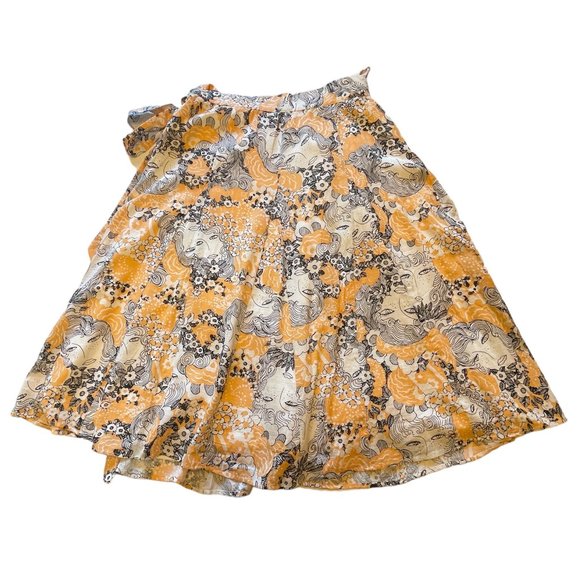 Modcloth Peeking at Perfection A-Line Skirt Cotton Floral Peach Orange NWT - Picture 3 of 11